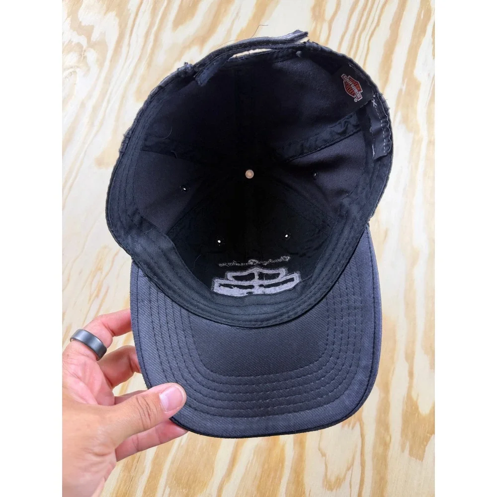 Harley-Davidson Womens Black Distressed Studded Bar & Shield Logo Baseball Hat